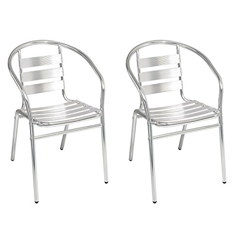 INDA-Exclusiv 2 Sück Aluminium Bistrostuhl stapelbar Stapelstuhl Campingstuhl Gartenstuhl Küchenstuhl Balkonmöbel Gartensitzmöbel, Farben:Silber von INDA-Exclusiv
