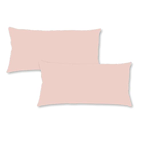 INDA-Exclusiv 2er Pack Kissenbezug Dekokissen Bezug Kissenhülle Deko Reißverschluss Baumwolle Uni Rosa 40x80cm von INDA-Exclusiv