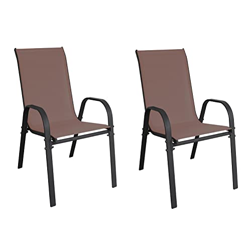 INDA-Exclusiv 2er Set Stapelsessel Gartenstuhl Gartensessel stapelbar mit Textilenbespannung Balkonmöbel Gartenmöbel Terrassenmöbel Farbe Anthrazit - Braun INDA-Exclusiv 2er Set Stapelsessel Gartenstuhl Gartensessel stapelbar mit Textilenbespannung Balkonmöbel Gartenmöbel Terrassenmöbel Farbe Anthrazit - Braun von INDA-Exclusiv