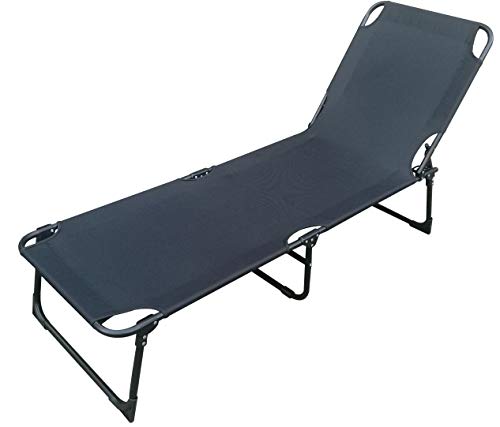 INDA-Exclusiv 3-Bein Gartenliege klappbar Sonnenliege Relaxliege Liege Schwarz mit Trageschlaufen L188xB57xH30cm von INDA-Exclusiv
