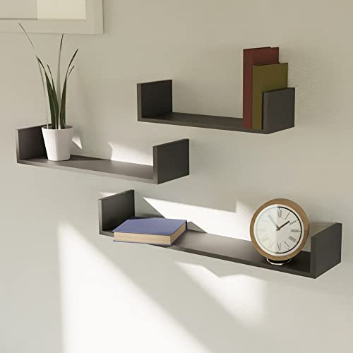 INDA-Exclusiv 3er Set Wandregal Hängeregal CD-Board Bücherregal Schweberegal MDF Weiß oder Schwarz B30/45/60cm, Farben:Schwarz von INDA-Exclusiv