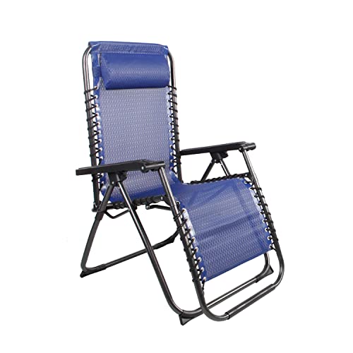 INDA-Exclusiv Comfort Gartenstuhl - Relaxsessel - Relaxstuhl - Liegestuhl - klappbar - verstellbar - mit Kopfpolster Schwarz/Blau von INDA-Exclusiv
