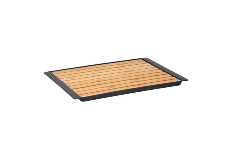 INDA-Exclusiv Gewürzbehälter Bambus Schneidebrett Holzbrett + Krümelschale Servierbrett 38x27x2cm von INDA-Exclusiv