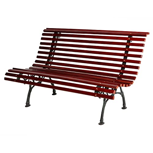INDA-Exclusiv Große Massive Parkbank aus Metall und Holz Gartenbank Sitzbank Farbe Dunkelbraun 150 x B. 70 x H. 81cm von INDA-Exclusiv