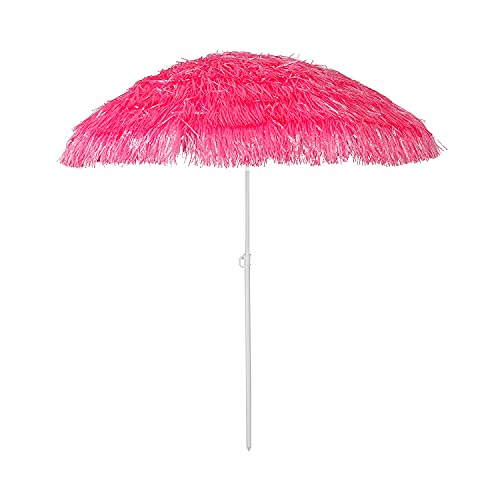 INDA-Exclusiv Hawaii Strandschirm Bastschirm Sonnenschirm Sonnenschutz Gartenschirm Sonnenschutz knickbar Polyester Pink Ø1,6m von INDA-Exclusiv