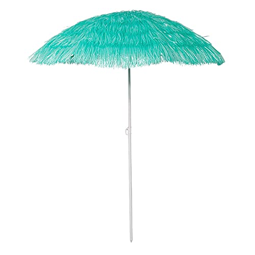 INDA-Exclusiv Hawaii Strandschirm Sonnenschirm Strand Schirm Sonnenschutz Gartenschirm Bastschirm Sonnenschutz knickbar Polyester Ø1,6m, Farben:Türkis von INDA-Exclusiv