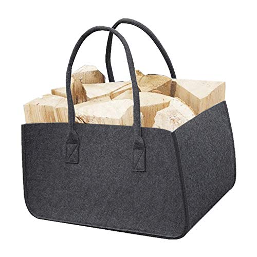 INDA-Exclusiv Kaminholz Tasche Einkaufstasche Filz Tragetasche Zeitungstasche Filztasche Shopper Bag Grau Braun oder Anthrazit 50x34x27cm, Farben:Anthrazit von INDA-Exclusiv