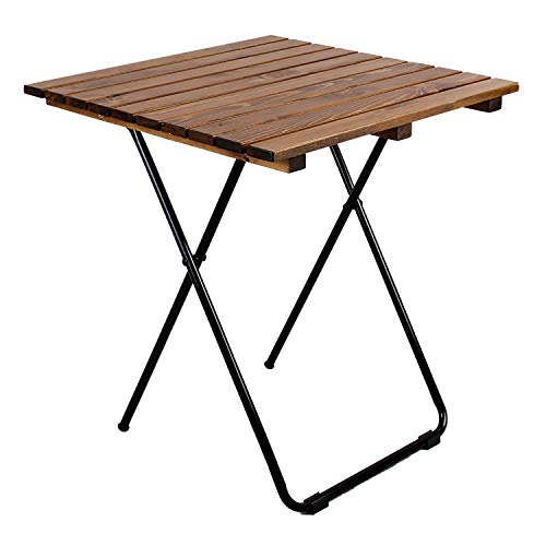 INDA-Exclusiv Klappbarer Campingtisch Beistelltisch Klapptisch Gartentisch Camping Reisetisch aus Holz/Metall braun 45x45x50 cm von INDA-Exclusiv