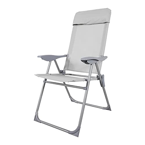 INDA-Exclusiv Klappstuhl Hochlehner 5-Fach verstellbar Camping Sessel klappbar Klappstuhl pulverbeschichtet Aluminium grau von INDA-Exclusiv