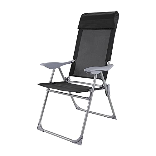 INDA-Exclusiv Klappstuhl Hochlehner 5-Fach verstellbar Camping Sessel klappbar Klappstuhl pulverbeschichtet Aluminium schwarz von INDA-Exclusiv