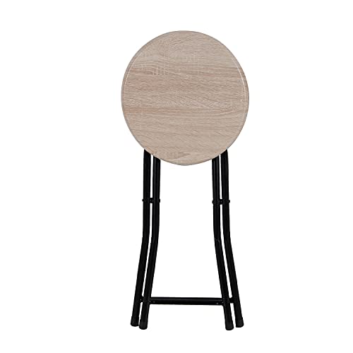 INDA-Exclusiv Küchen Klapphocker Hocker Sitzhocker Sitzfläche aus Holz und Rahmen aus Metall klappbar H47cm Durchmesser 33cm rutschfest Klappsitz, Farben:Schwarz von INDA-Exclusiv