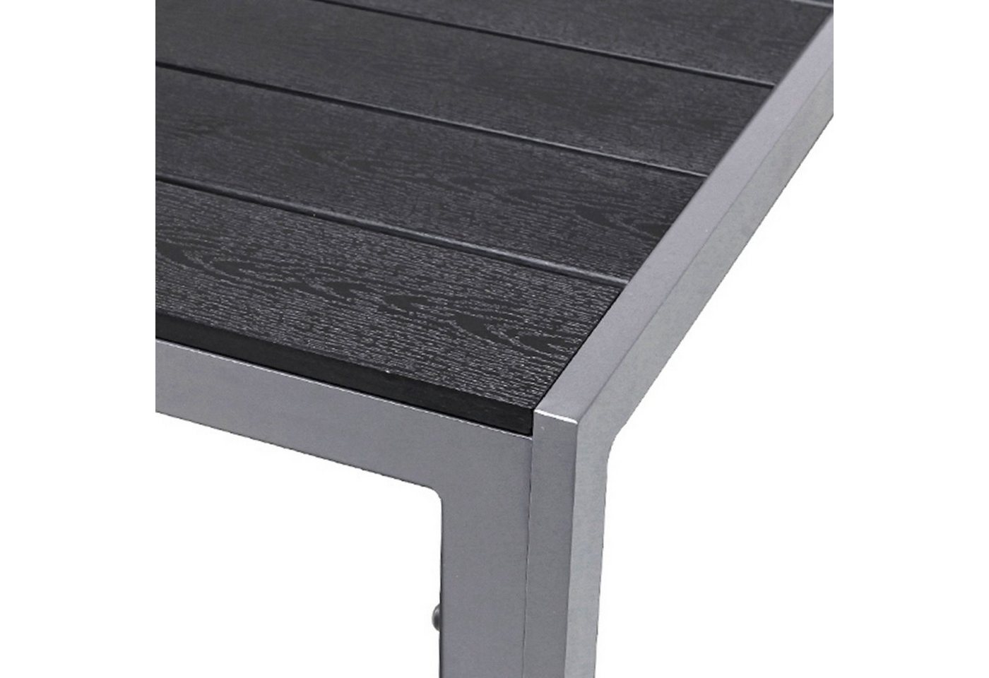 INDA-Exclusiv Küchentisch Aluminium Gartentisch Non-Wood Silber / Schwarz 150x90cm von INDA-Exclusiv