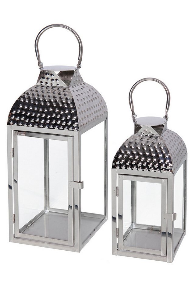 INDA-Exclusiv Laterne 2er Set Luxus Gartenlaternen Windlicht Edelstahl Silber H35cm H46cm INDA-Exclusiv Laterne 2er Set Luxus Gartenlaternen Windlicht Edelstahl Silber H35cm H46cm von INDA-Exclusiv