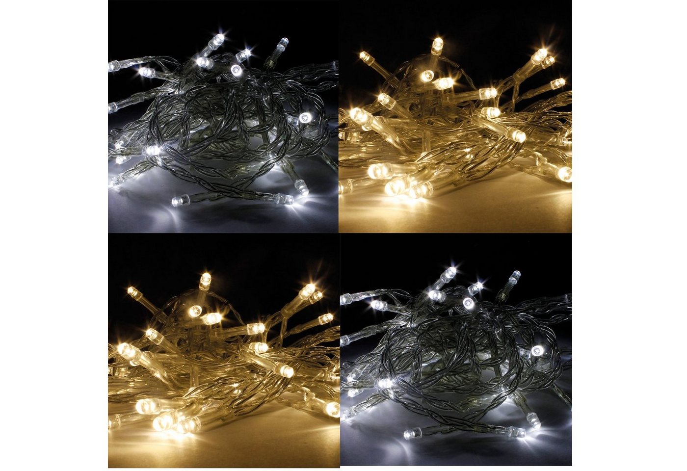 INDA-Exclusiv Lichtervorhang 10/20/30/50 LED Lichterkette Batterie Party Beleuchtung Innen + Außen von INDA-Exclusiv