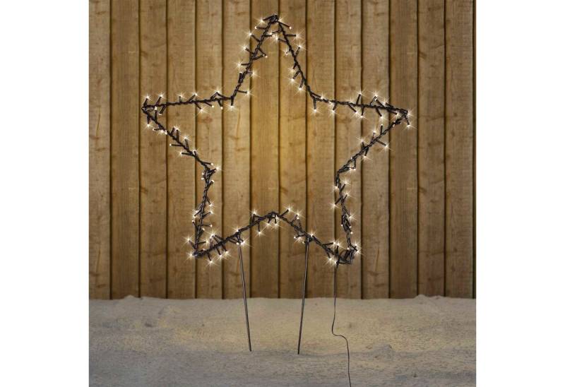 INDA-Exclusiv Lichtervorhang Großer LED Metall Gartenstecker Weihnachtsstern warmweiß 140 LED's von INDA-Exclusiv