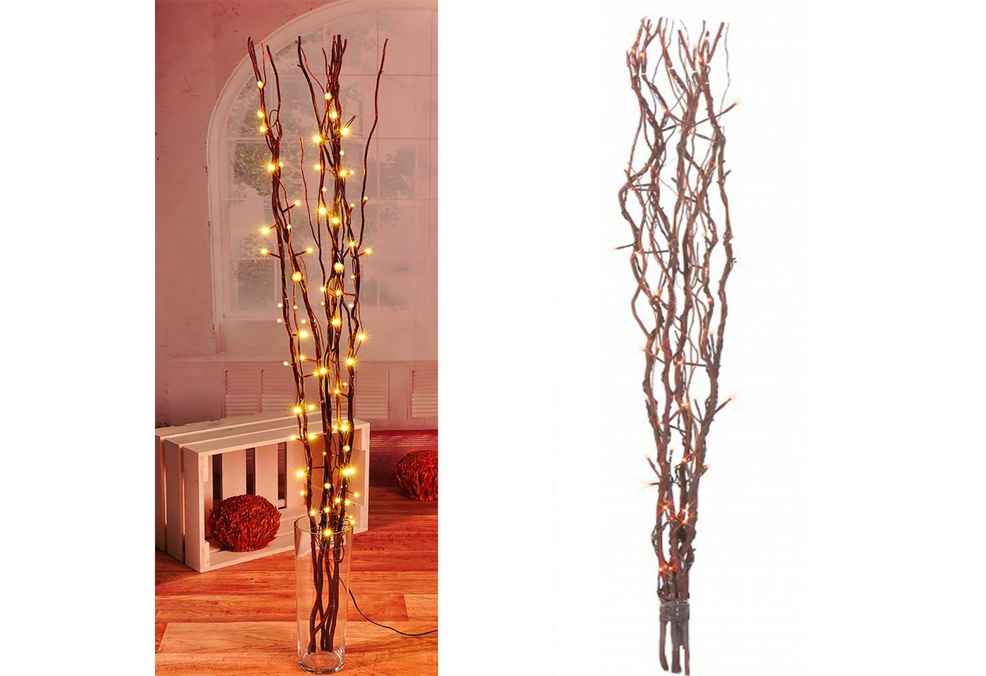 INDA-Exclusiv Lichtervorhang Lichterzweige / Dekozweige mit 80 LEDs braun von INDA-Exclusiv