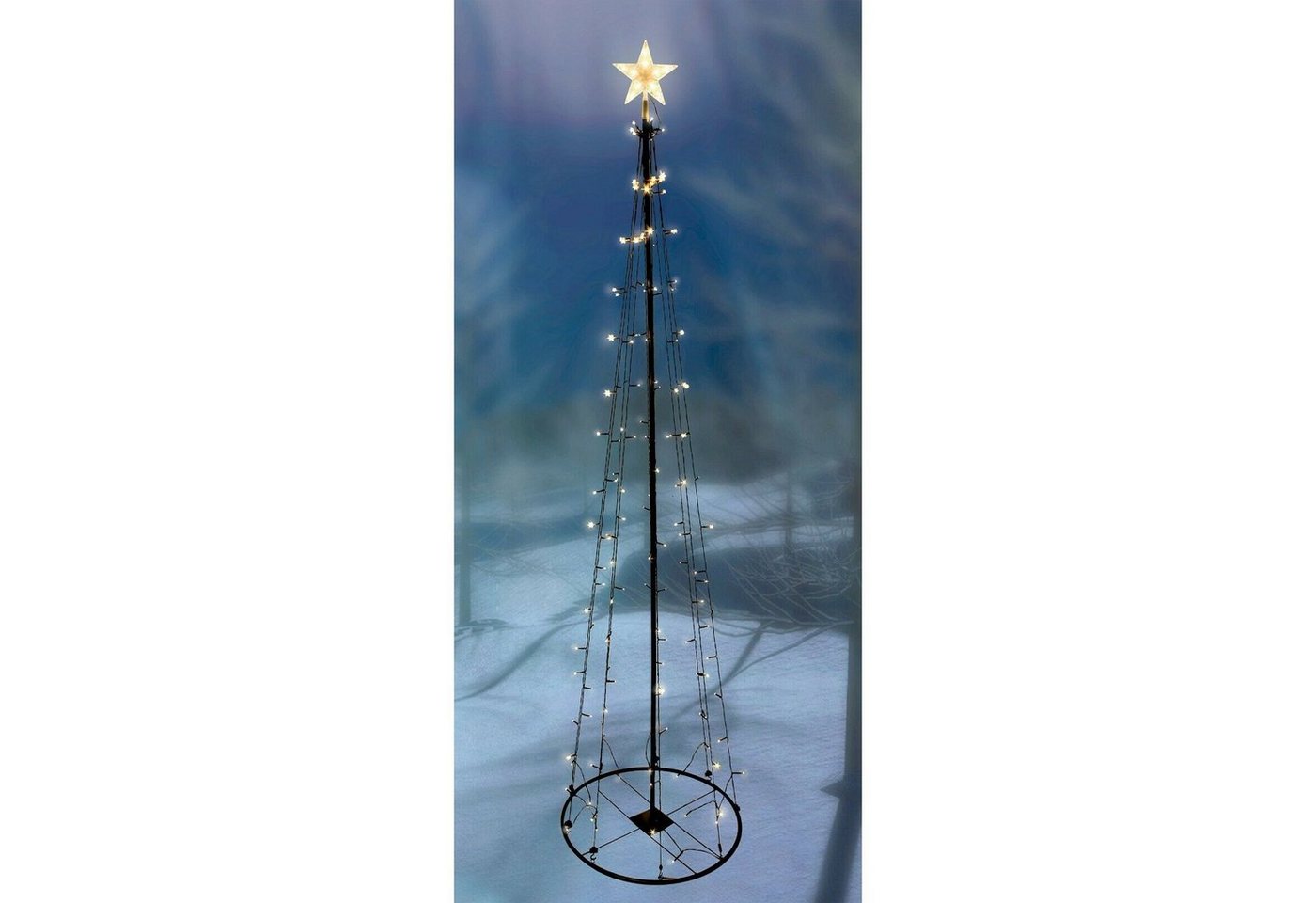 INDA-Exclusiv Lichtervorhang XXL LED Metall Weihnachtsbaum mit Stern warmweiß 154 LEDs 240cm von INDA-Exclusiv