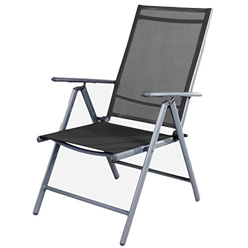 INDA-Exclusiv Mojawo Gartenstuhl - Hochlehner 7-Fach verstellbar - zusammenklappbar - Klappstuhl - witterungsbeständiges Aluminium - wetterfeste Gartenmöbel- extra leicht, Farben:Anthrazit von INDA-Exclusiv