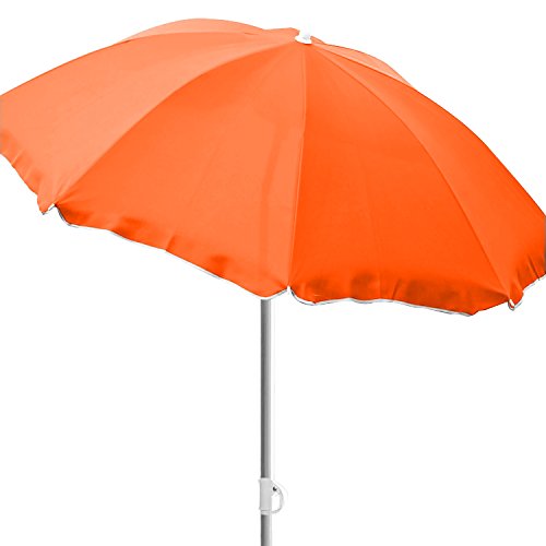 INDA-Exclusiv Sonnenschirm Strandschirm Campingschirm Schirm Gartenschirm knickbar Polyester Ø1,80m UV Schutz, Farben:Orange von INDA-Exclusiv