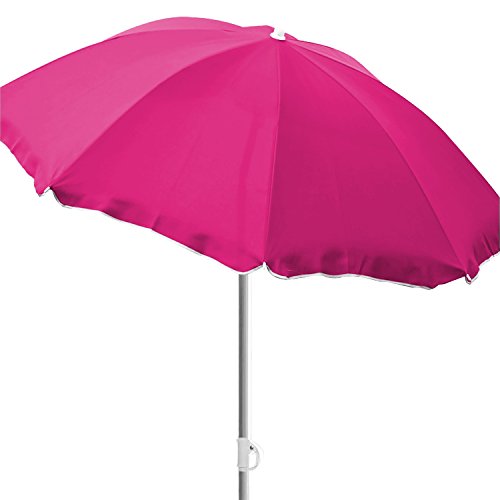INDA-Exclusiv Sonnenschirm Strandschirm Campingschirm Schirm Gartenschirm knickbar Polyester Ø1,80m UV Schutz, Farben:Pink von INDA-Exclusiv