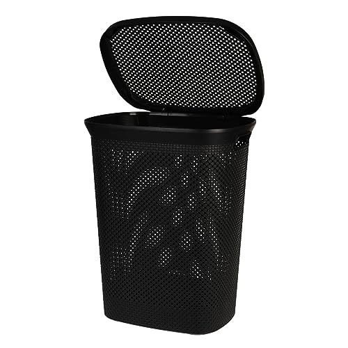 INDA-Exclusiv Wäschesammler Wäschekorb Aufbewahrungsbox Wäschebox Aufbewahrungskorb Wäschetruhe Wäschesack mit Deckel 60 Liter, Farben:Schwarz von INDA-Exclusiv