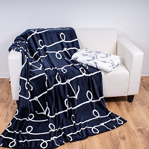 INDA-Exclusiv XL Hochwertige Kuscheldecke Wolldecke Wohndecke Sofadecke Couchdecke Decke 'Maritim' 150x200cm, Farben:Blau von INDA-Exclusiv