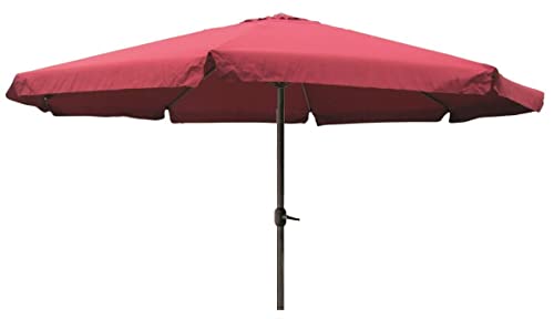 INDA-Exclusiv XXL Alu Sonnenschirm Ø 4 m UV30+ Kurbelschirm Gartenschirm Marktschirm Krempe Sonnenschutz mit Kurbel Gartenschirm, Farben:Burgunderrot von INDA-Exclusiv