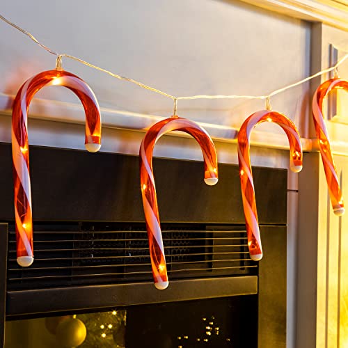 LED Lichterkette Weihnachts Zuckerstangen Weihnachten Innen warmweiß Batterie 40 LED B180cm von INDA-Exclusiv