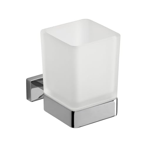 INDA A18100CR21 Lea Wandglashalter, satiniertes Glas, Messing, verchromt, 11 x 7 x 11 cm von INDA