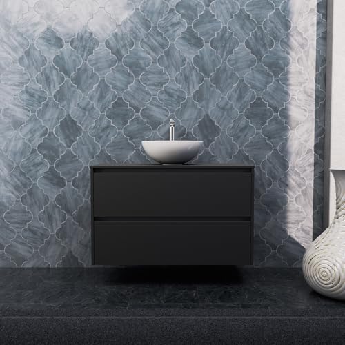 INDA | Badezimmerschrank L.100 mit Aufsatzwaschbecken/Mattschwarz 2 Schubladen - Smaragd INDA | Badezimmerschrank L.100 mit Aufsatzwaschbecken/Mattschwarz 2 Schubladen - Smaragd von INDA