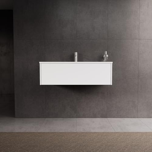 INDA | Badezimmerschrank L.100 mit Waschbecken glänzend/weiß glänzend 1 Schublade - Diamant von INDA