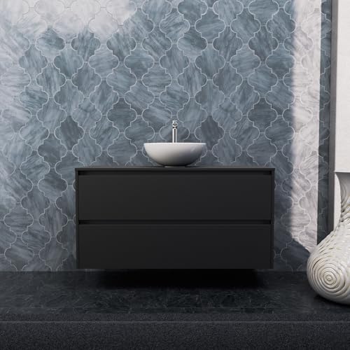 INDA | Badezimmerschrank L.120 mit Aufsatzwaschbecken/Mattschwarz 2 Schubladen - Smaragd INDA | Badezimmerschrank L.120 mit Aufsatzwaschbecken/Mattschwarz 2 Schubladen - Smaragd von INDA