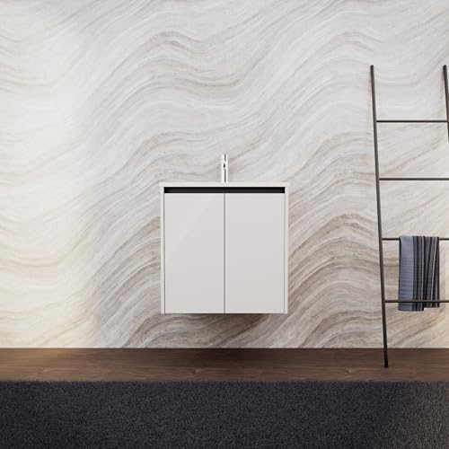 INDA | Badezimmerschrank L.60 mit Waschbecken matt/weiß glänzend 2 Türen - Saphir von INDA