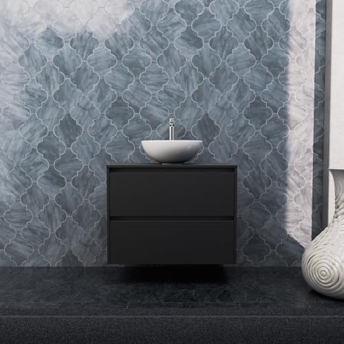 INDA | Badezimmerschrank L.80 mit Aufsatzwaschbecken/Mattschwarz 2 Schubladen - Smaragd INDA | Badezimmerschrank L.80 mit Aufsatzwaschbecken/Mattschwarz 2 Schubladen - Smaragd von INDA