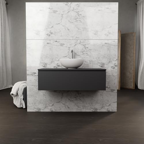 INDA | Badmöbel L.100 mit Aufsatzwaschbecken/Mattschwarz 1 Schublade - Rubin INDA | Badmöbel L.100 mit Aufsatzwaschbecken/Mattschwarz 1 Schublade - Rubin von INDA