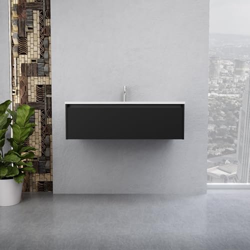 INDA | Badmöbel L.100 mit Waschbecken glänzend/schwarz matt 1 Schublade - Smaragd INDA | Badmöbel L.100 mit Waschbecken glänzend/schwarz matt 1 Schublade - Smaragd von INDA