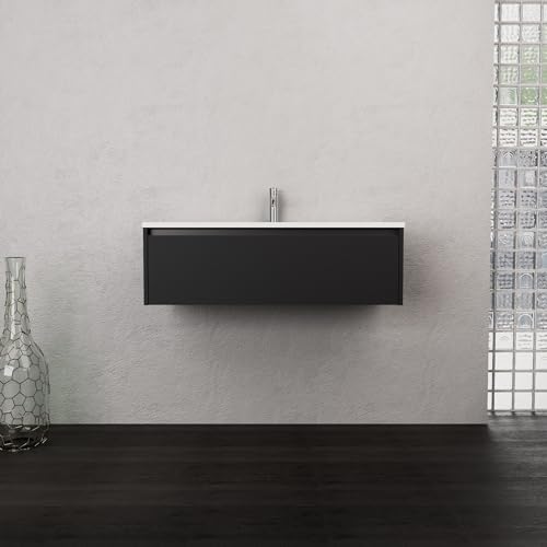 INDA | Badmöbel L.100 mit Waschbecken matt/schwarz matt 1 Schublade - Smaragd INDA | Badmöbel L.100 mit Waschbecken matt/schwarz matt 1 Schublade - Smaragd von INDA