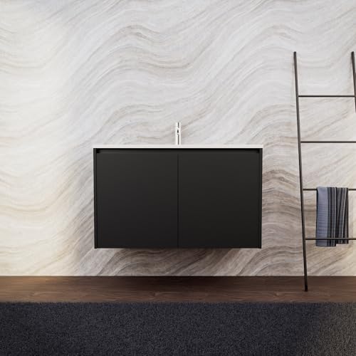 INDA | Badmöbel L.100 mit Waschbecken matt/schwarz matt 2 Türen - Saphir INDA | Badmöbel L.100 mit Waschbecken matt/schwarz matt 2 Türen - Saphir von INDA