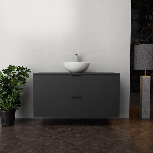 INDA | Badmöbel L.120 mit Aufsatzwaschbecken/Mattschwarz 2 Schubladen - Topas INDA | Badmöbel L.120 mit Aufsatzwaschbecken/Mattschwarz 2 Schubladen - Topas von INDA