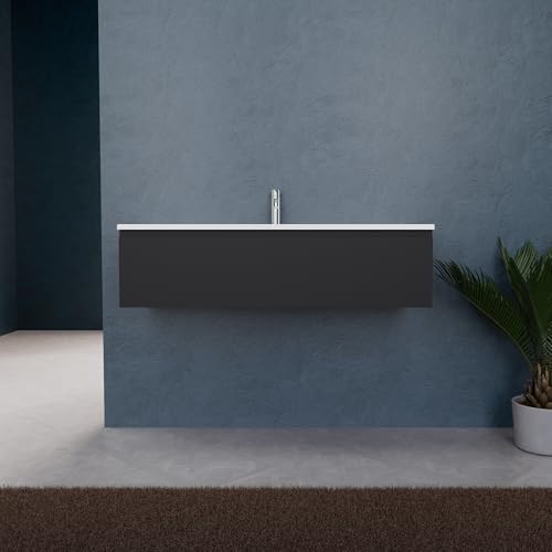 INDA | Badmöbel L.120 mit Waschbecken matt/schwarz matt 1 Schublade - Rubin INDA | Badmöbel L.120 mit Waschbecken matt/schwarz matt 1 Schublade - Rubin von INDA