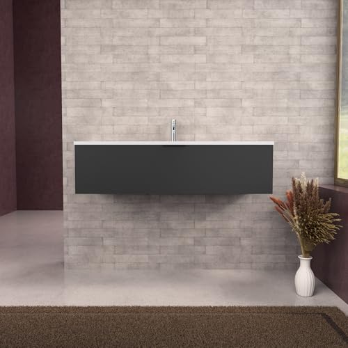 INDA | Badmöbel L.120 mit Waschbecken matt/schwarz matt 1 Schublade - Topas INDA | Badmöbel L.120 mit Waschbecken matt/schwarz matt 1 Schublade - Topas von INDA