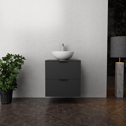 INDA | Badmöbel L.60 mit Aufsatzwaschbecken/Mattschwarz 2 Schubladen - Topas INDA | Badmöbel L.60 mit Aufsatzwaschbecken/Mattschwarz 2 Schubladen - Topas von INDA