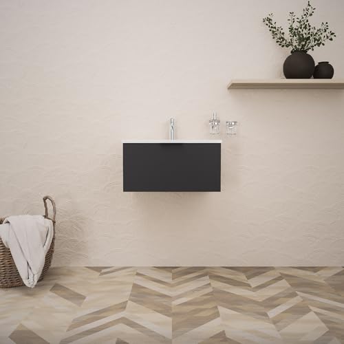 INDA | Badmöbel L.60 mit Waschbecken glänzend/schwarz matt 1 Schublade - Topas INDA | Badmöbel L.60 mit Waschbecken glänzend/schwarz matt 1 Schublade - Topas von INDA