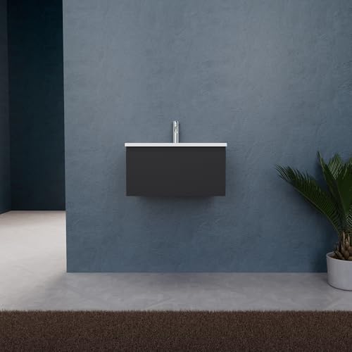 INDA | Badmöbel L.60 mit Waschbecken matt/schwarz matt 1 Schublade - Rubin INDA | Badmöbel L.60 mit Waschbecken matt/schwarz matt 1 Schublade - Rubin von INDA