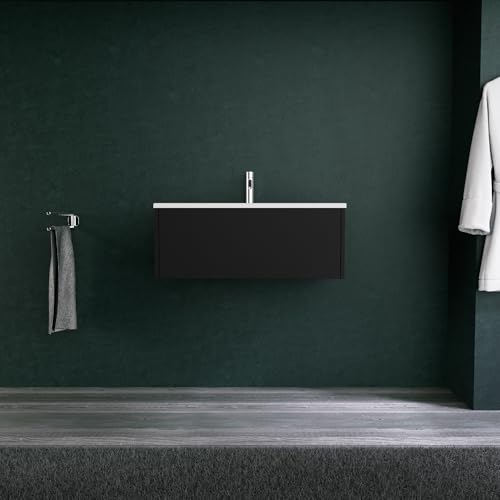 INDA | Badmöbel L.80 mit Waschbecken matt/schwarz matt 1 Schublade - Diamant INDA | Badmöbel L.80 mit Waschbecken matt/schwarz matt 1 Schublade - Diamant von INDA