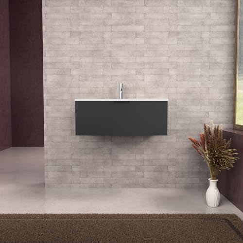 INDA | Badmöbel L.80 mit Waschbecken matt/schwarz matt 1 Schublade - Topas INDA | Badmöbel L.80 mit Waschbecken matt/schwarz matt 1 Schublade - Topas von INDA