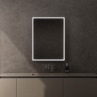 Inda - Pirano LED-Spiegel 60x80cm dimmbar mit schwarzem Rahmen von INDA
