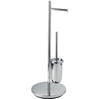 Inda - Stehleuchte mit Papierrollenhalter und Toilettenbürstenhalter mit rundem Sockel aus poliertem Chrom Inda - Stehleuchte mit Papierrollenhalter und Toilettenbürstenhalter mit rundem Sockel aus poliertem Chrom von INDA