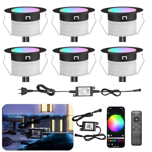 6er Terrasse Bodeneinbauleuchten außen RGB Warmweiß-WiFi Ø31mm led Einbaustrahler Aussen 12v mini led spot Boden Licht Led Terrassenbeleuchtung IP67 Wasserdicht Kompatibel mit Alexa Google Home 6er Terrasse Bodeneinbauleuchten außen RGB Warmweiß-WiFi Ø31mm led Einbaustrahler Aussen 12v mini led spot Boden Licht Led Terrassenbeleuchtung IP67 Wasserdicht Kompatibel mit Alexa Google Home von INDARUN