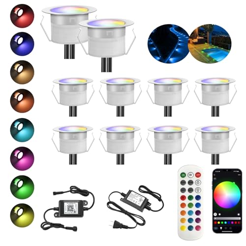 INDARUN 10 Stück Terrasse Einbaustrahler außen RGB-WiFi Ø31mm led Bodeneinbauleuchten Aussen 12v mini led spot Boden Licht Led Terrassenbeleuchtung IP67 Wasserdicht Kompatibel mit Alexa Google Home INDARUN 10 Stück Terrasse Einbaustrahler außen RGB-WiFi Ø31mm led Bodeneinbauleuchten Aussen 12v mini led spot Boden Licht Led Terrassenbeleuchtung IP67 Wasserdicht Kompatibel mit Alexa Google Home von INDARUN